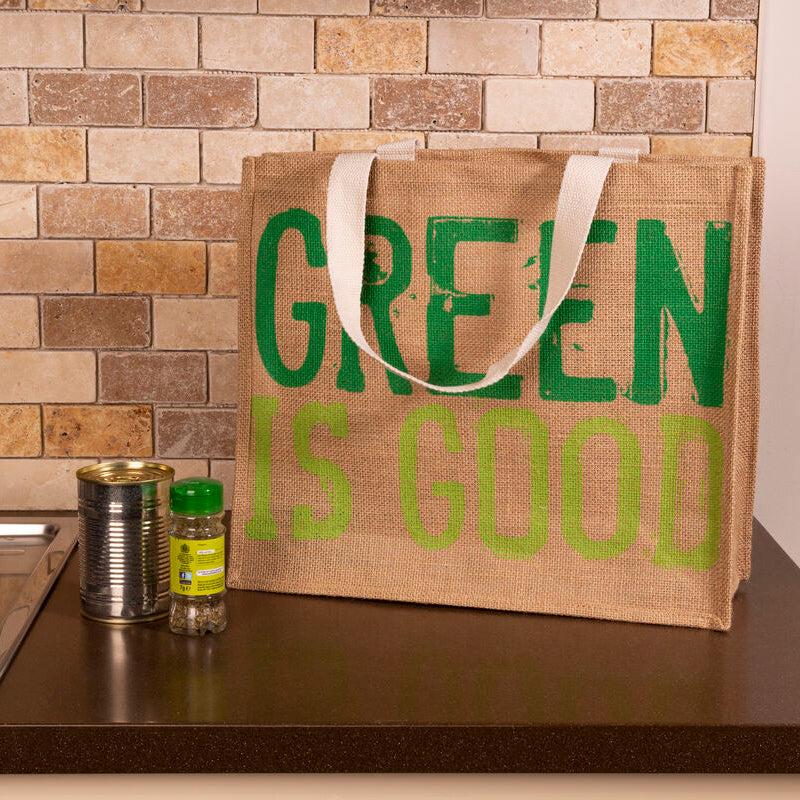 Jade Green Is Good Jute Shopping Bag - image 3