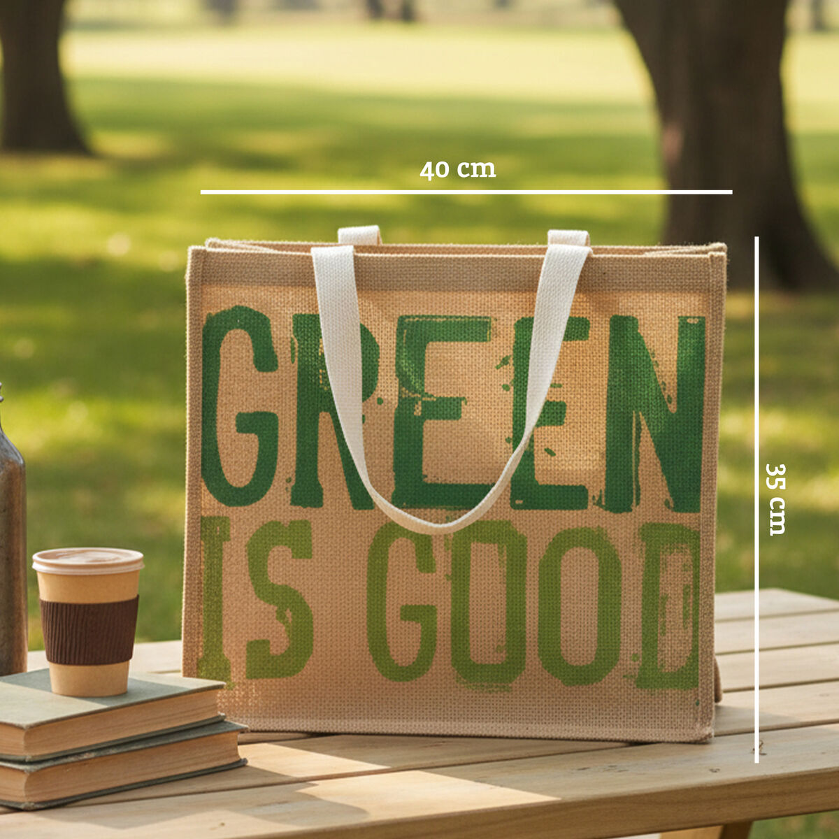 Jade Green Is Good Jute Shopping Bag - image 4