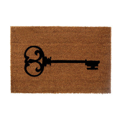 Doormat with a black key design on a brown background