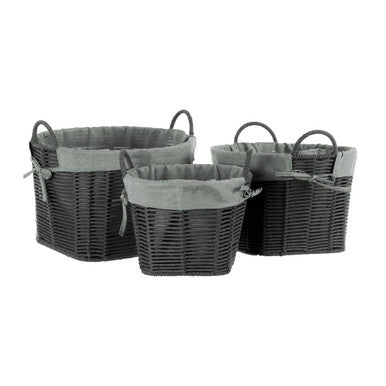 Set Of Three Lida Grey Round Storage Baskets - image 1