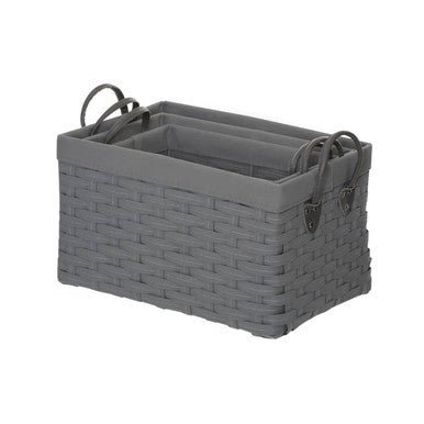 Lida Set Of 3 Lattice Grey Rectangular Storage Baskets