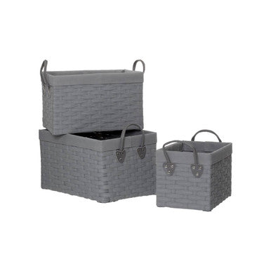 Lida Set Of 3 Lattice Grey Rectangular Storage Baskets - image 1