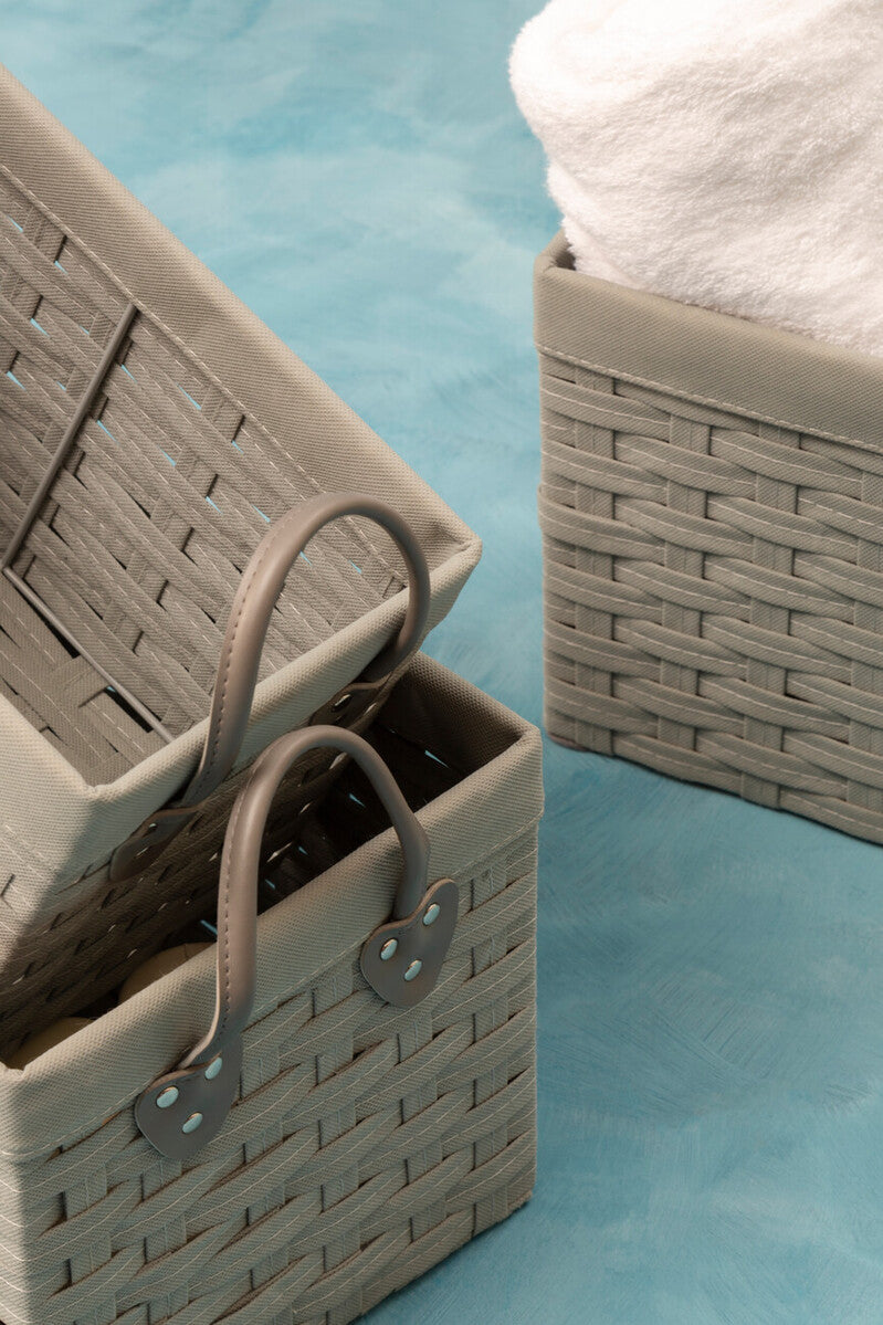 Lida Set Of 3 Lattice Grey Rectangular Storage Baskets