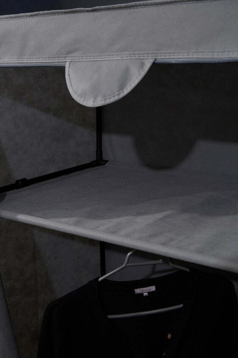 Dara Grey Fabric Wardrobe With Shelf