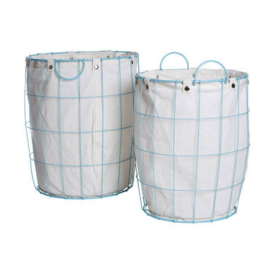 Harga Set Of Two Round Blue Wire Laundry Baskets - image 1