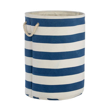 Nautical Blue And White Stripes Laundry Hamper - image 1