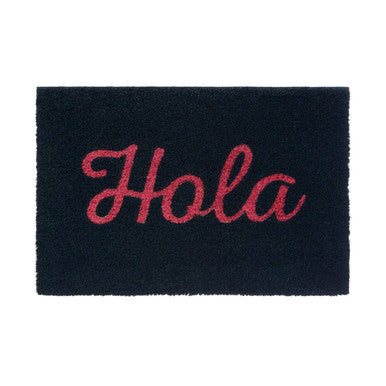 Black doormat with red &
