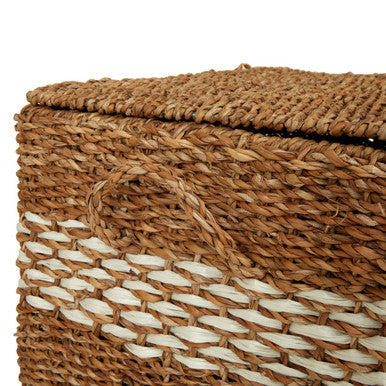 Lidi Set Of Three Rectangular Seagrass Baskets With Lids