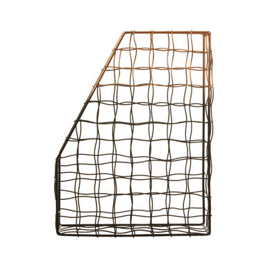 Wire mesh basket on a white background