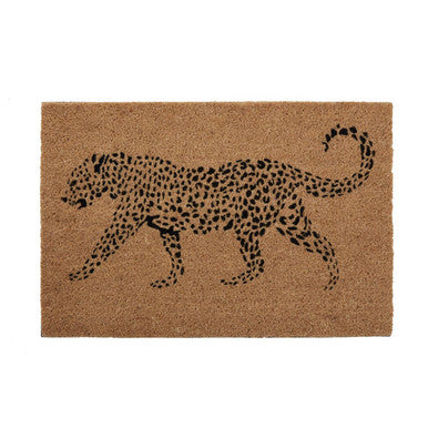 Doormat with a leopard design on a beige background
