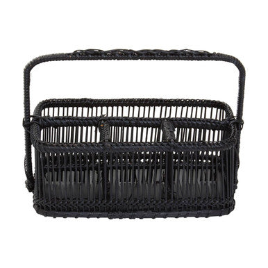 Rustc Black Rattan And Bamboo Caddy Bask