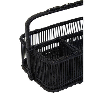Rustc Black Rattan And Bamboo Caddy Bask
