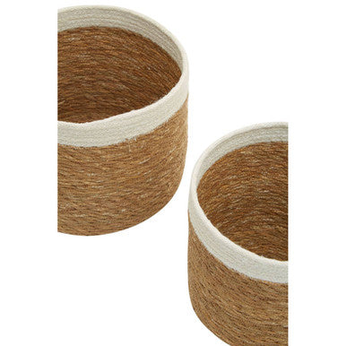 Lidi Set Of 3 Natural And White Seagrass Baskets