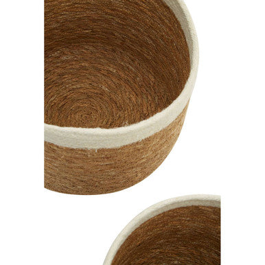 Lidi Set Of 3 Natural And White Seagrass Baskets