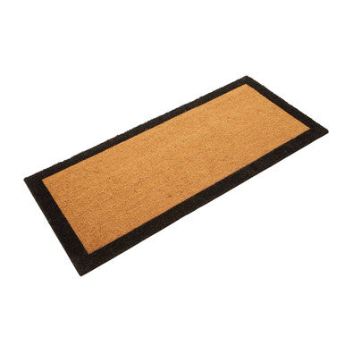 Rectangular doormat with black border on a white background