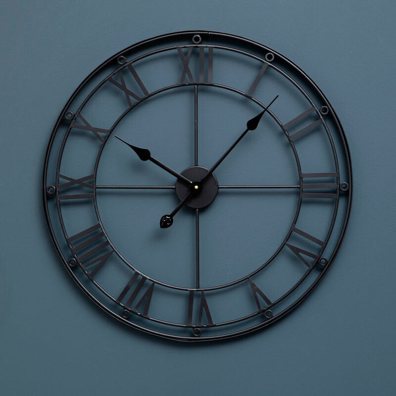 Baywood Matt Black Metal Wall Clock