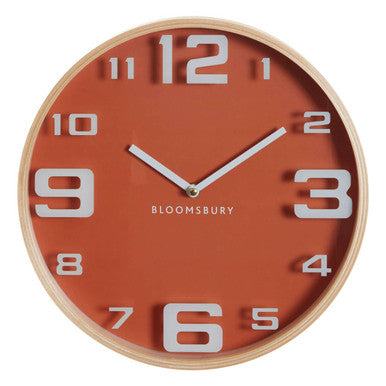 Vitus Orange Wood Large Numbers Wall Clock