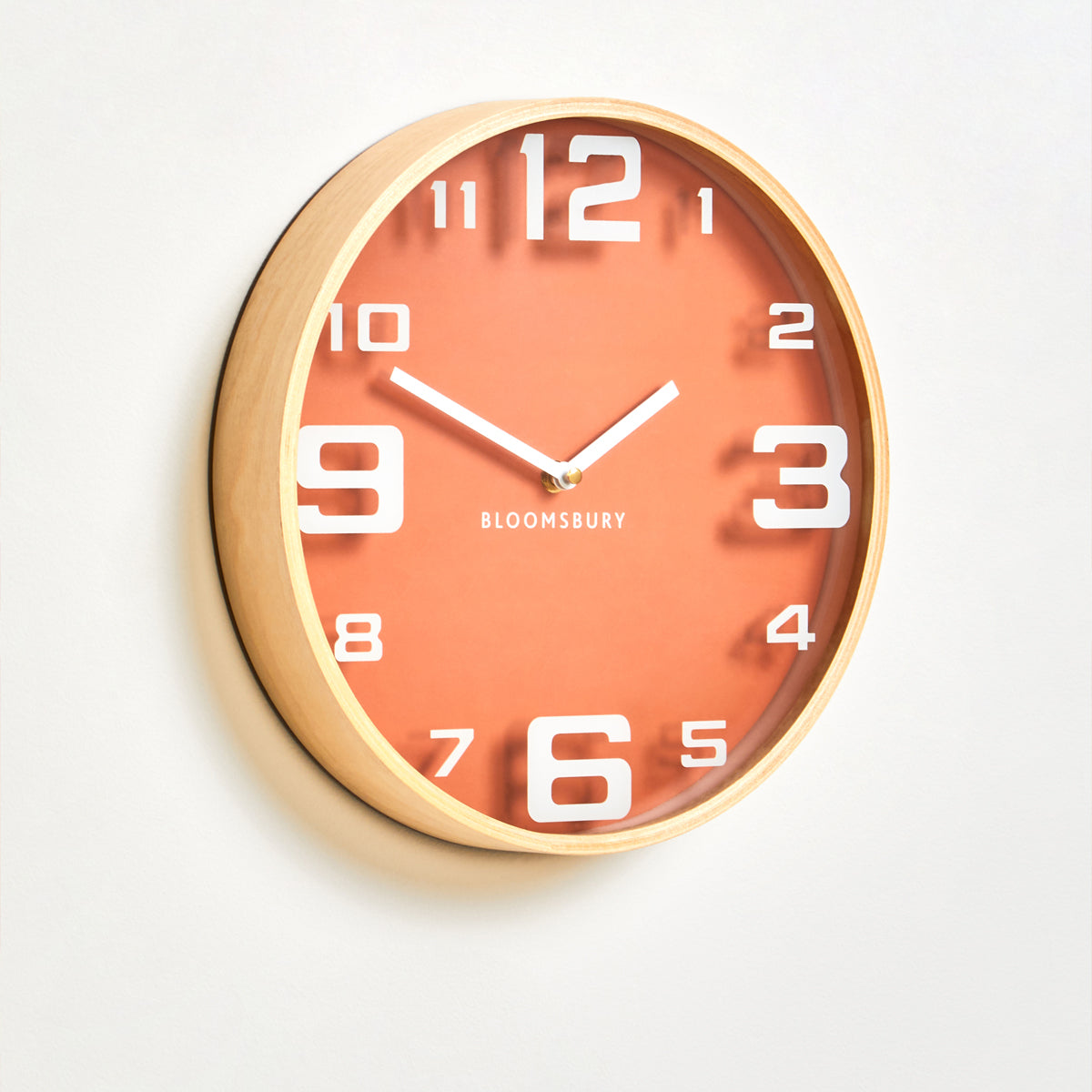 Vitus Orange Wood Large Numbers Wall Clock
