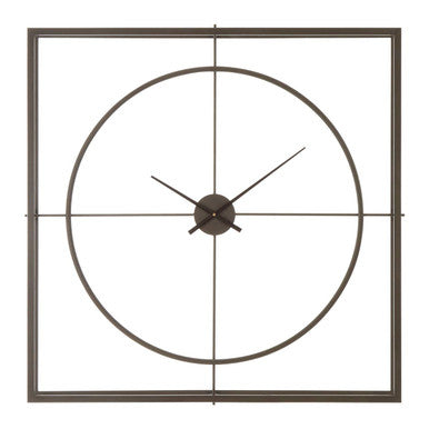 Square wall clock with grid design on a white background