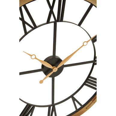 Vitus Black Metal Wall Clock with Gold F
