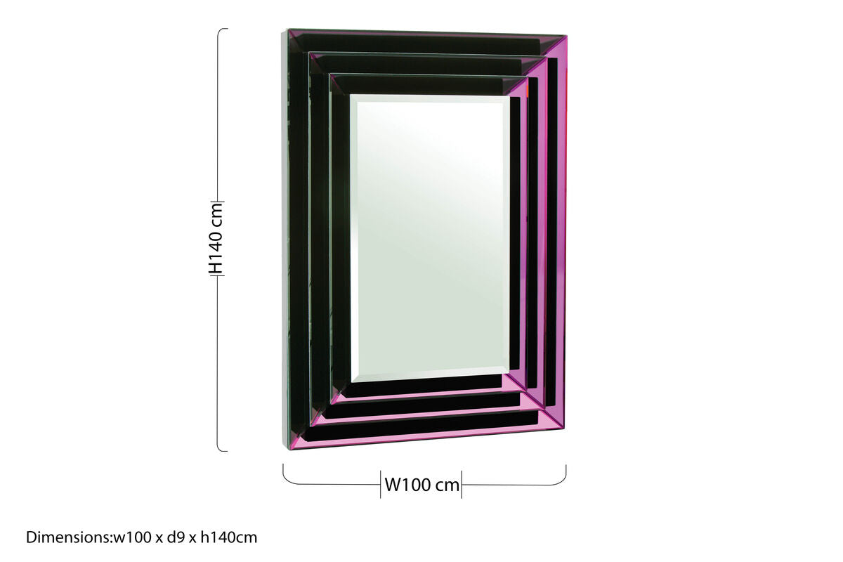 Purple Mirrored Bevelled Frame Wall Mirror | Carlotta