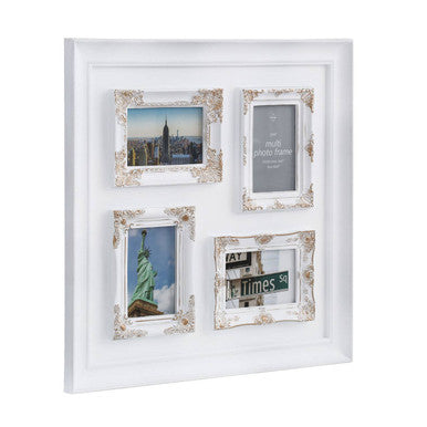 Maren Vintage Style White & Gold 4 Photo Frame