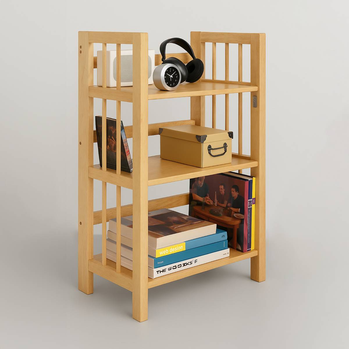 Heva Three Tier Tropical Hevea Wood Fold