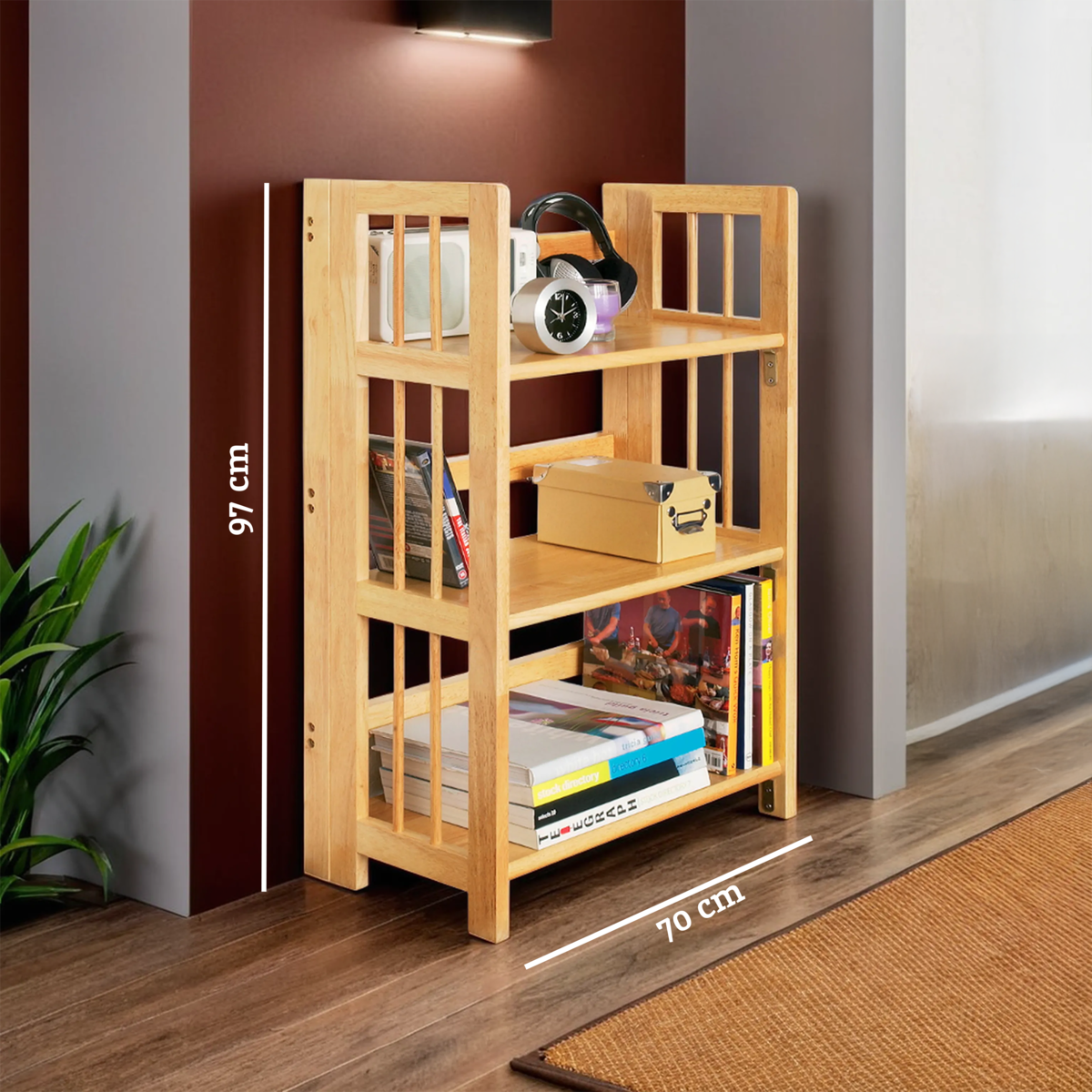 Heva Three Tier Tropical Hevea Wood Stackable Shelf Unit