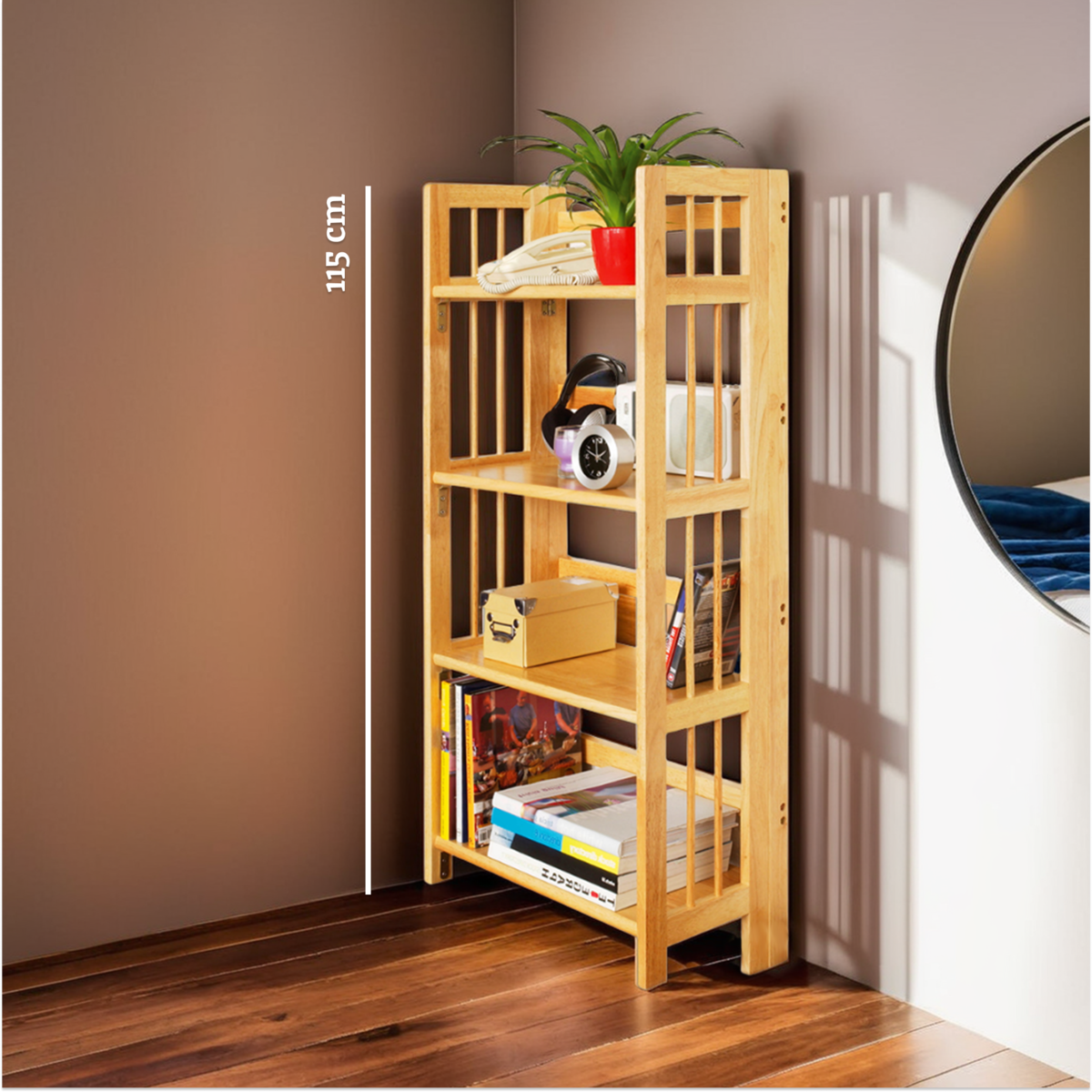 Heva Four Tier Tropical Hevea Wood Shelf Unit - image 7