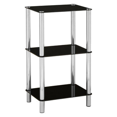Adam 3 Tier Black Glass Shelf Unit