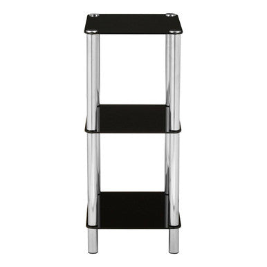 Adam 3 Tier Black Glass Shelf Unit