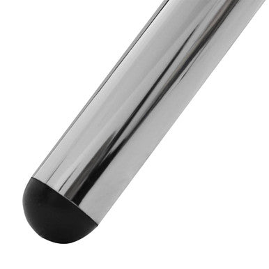 Clear Glass Top Round Dining Table with Silver Finish Metal Cross Base, Afton