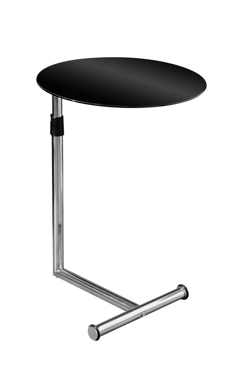 Black Tempered Glass Round Snack Table | Adam