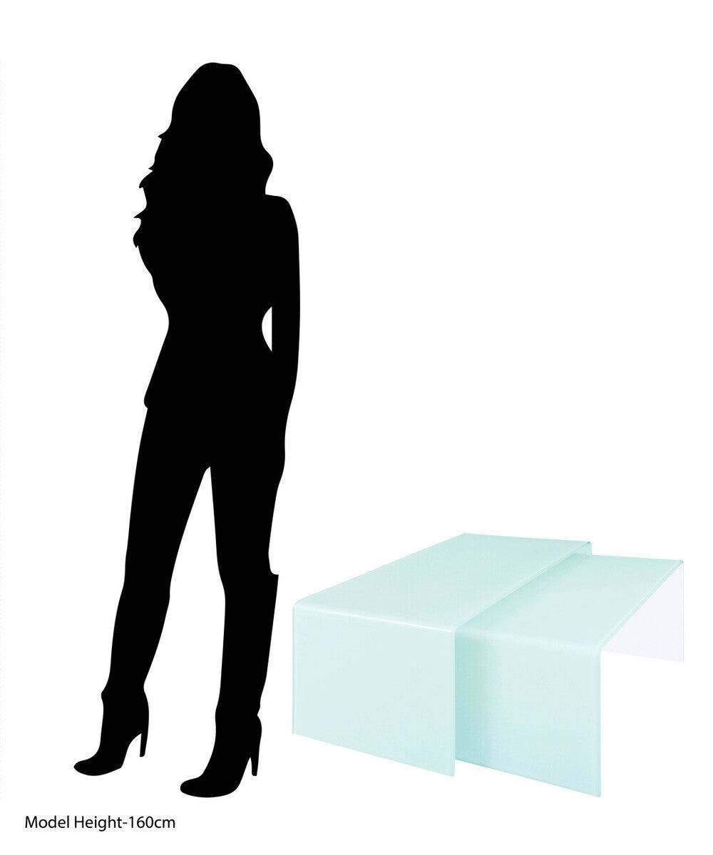 Cascade Nest Of 2 Aqua Green Bent Glass Coffee Tables