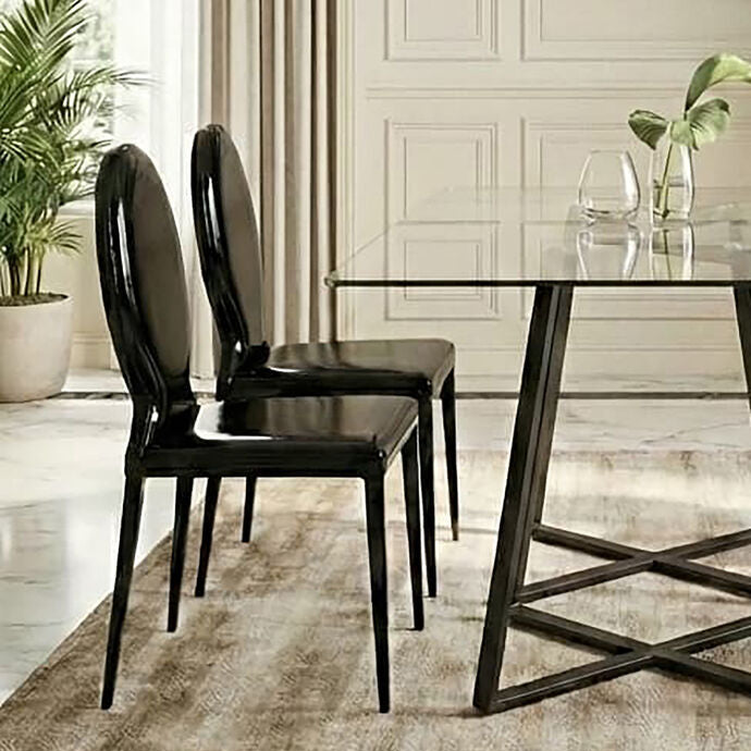 Louis Black Patent Leather Effect Dining Chair - image 1