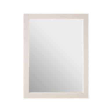 Rectangular mirror with a light wood frame on a white background