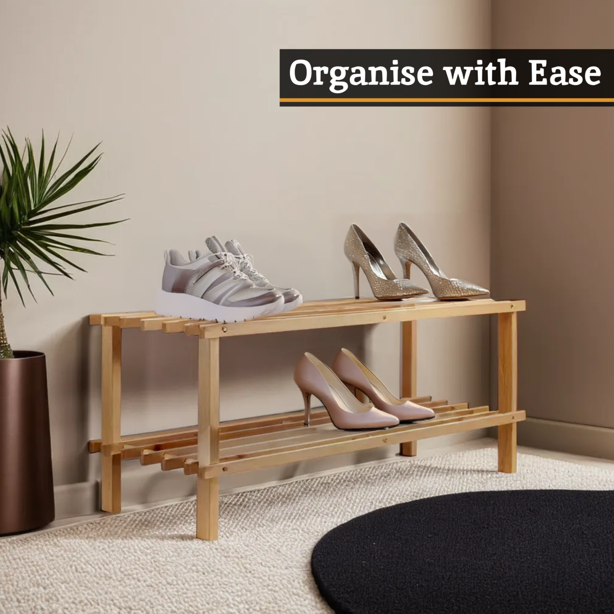 Arla Natural And Cedar Wood 2 Tier Shoe Rack