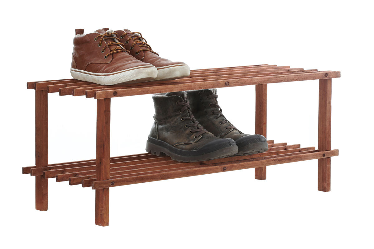 Arla Dark Cedar Wood 2 Tier Shoe Rack