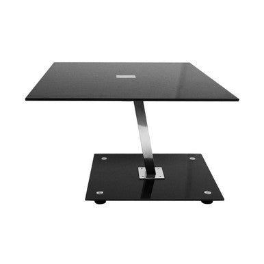 Black Tempered Glass Chrome Frame Top End Table