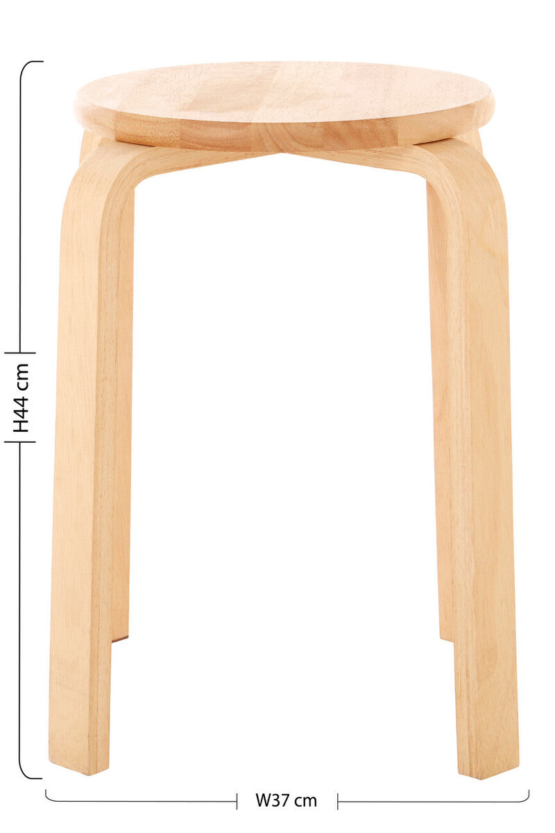 Heva Tropical Hevea Wood Stackable Round Stool