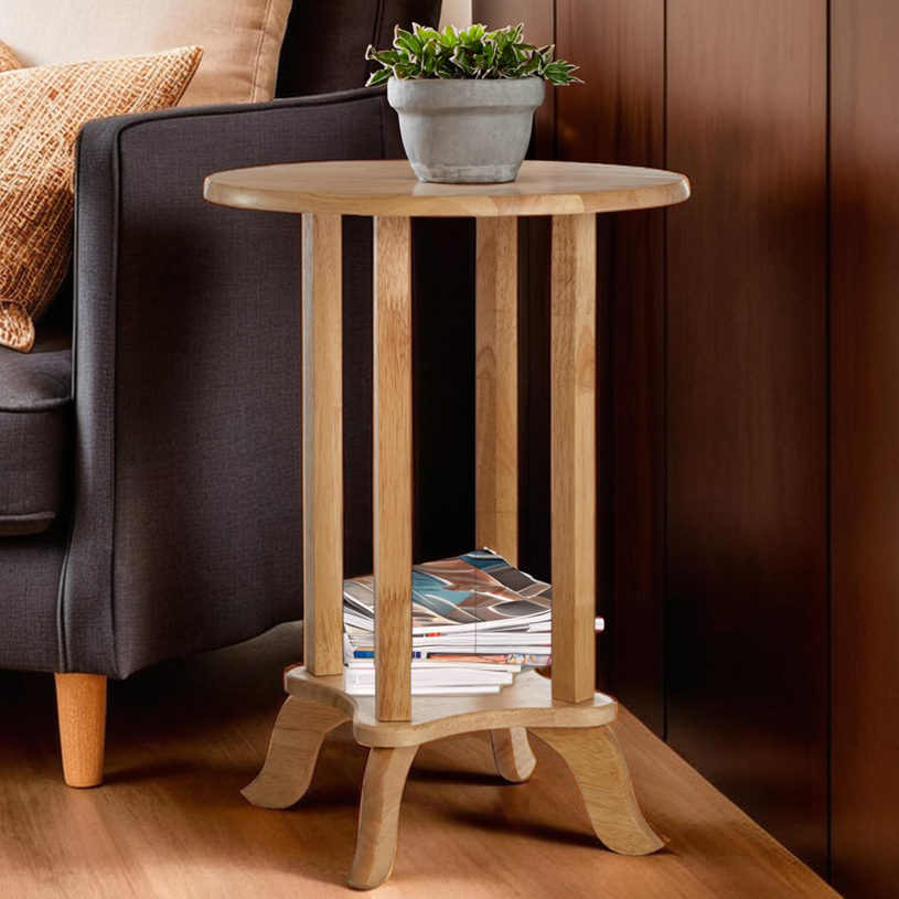 Heva Round Tropical Hevea Wood Side Table - image 1