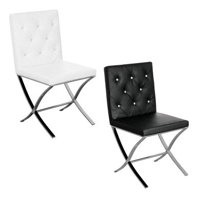 Diamante Black Leather Effect Chair With Stainless Steel Cross Legs - image 3