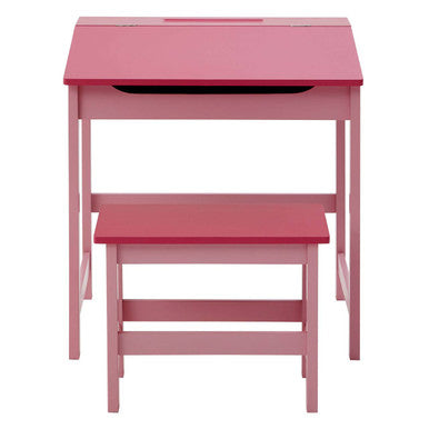 Pink desk and chair set on a white background