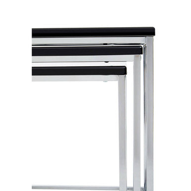 Fulton Black Nest Of 3 Tables With Chrome Frame