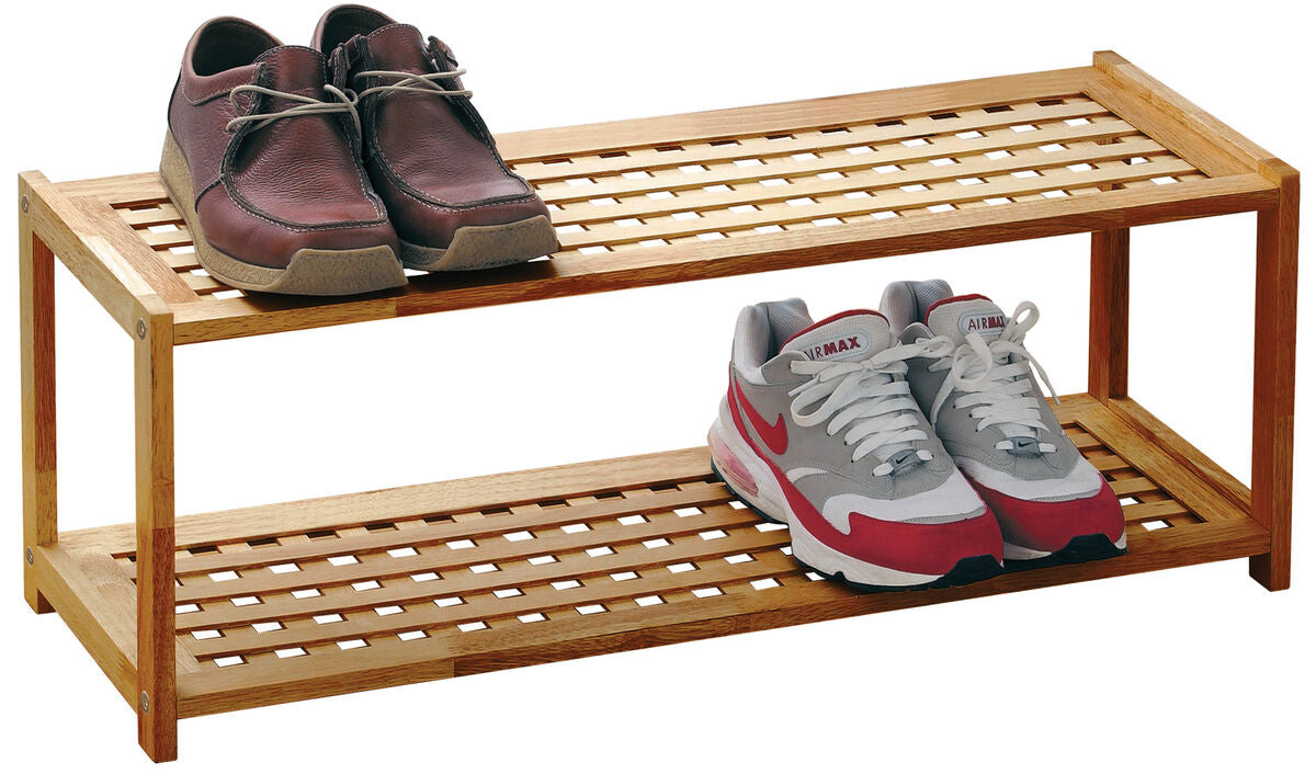Arla 2 Tier Walnut Wood Shoe Rack