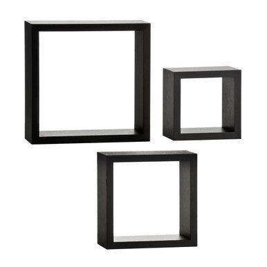 Set of Three Black Wall Cubes | Kayli
