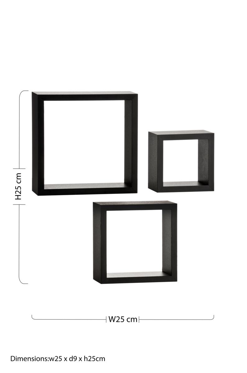 Set of Three Black Wall Cubes | Kayli