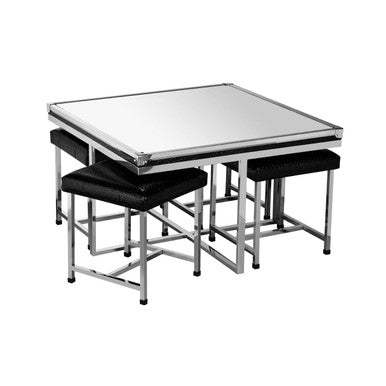 Table with four stools on a white background