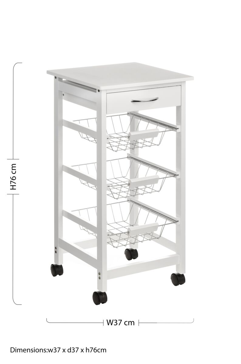 Harlow Glenn White Veneer Finish Kitchen Trolley - image 2