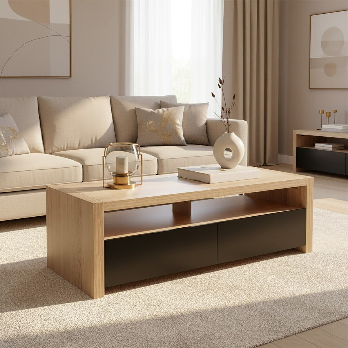 Loki 2 Drawers And 1 Shelf Coffee Table - image 3